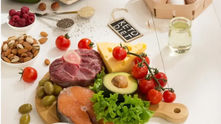 a plate of food on a table- keto diet